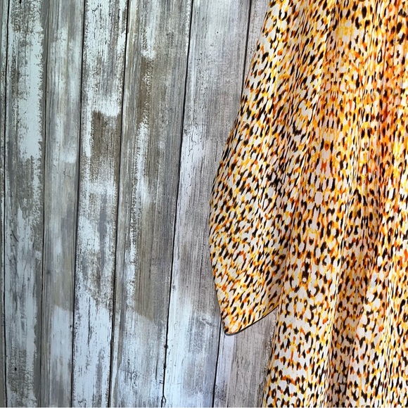Chaus Orange Printed Sheer Button Up - Picture 3 of 5